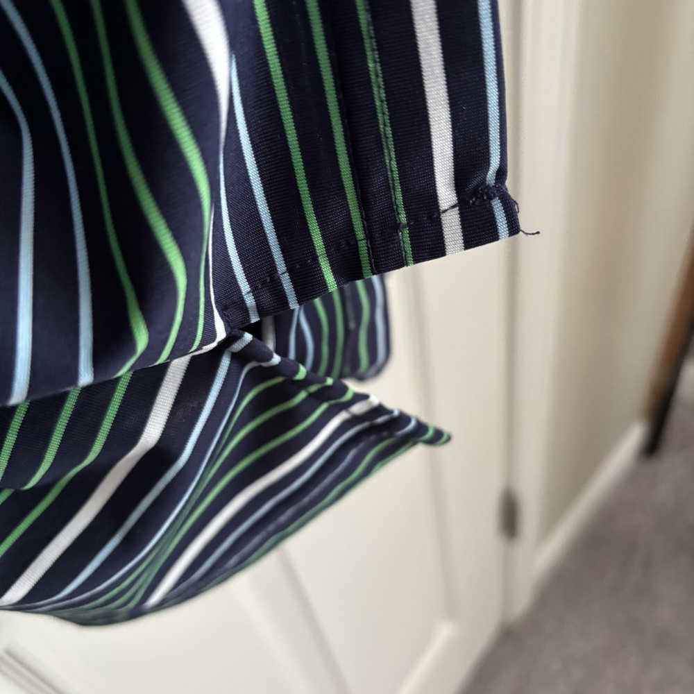 Bobby Jones Men’s Performance Golf Polo Navy Shirt Green White Striped Size L - Picture 6 of 7